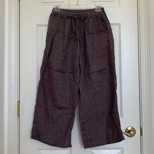 MUJI Wide Leg Cropped Linen Pants